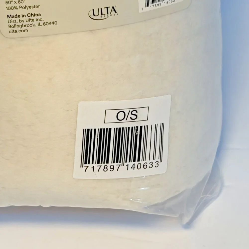 White Ulta Beauty Limited Edition Cream Color Plush Throw Blanket 50